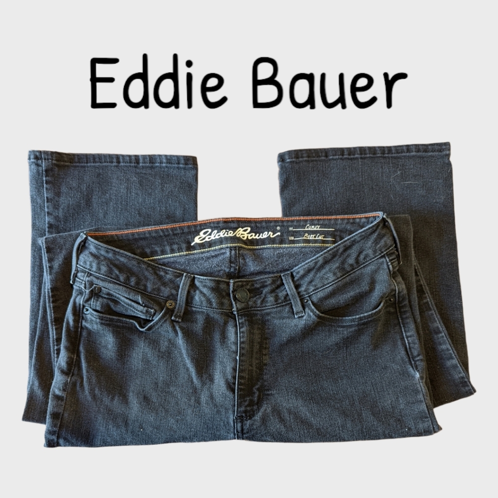 Womans Eddie Bauer Curvy Boot Cut Jeans, Black